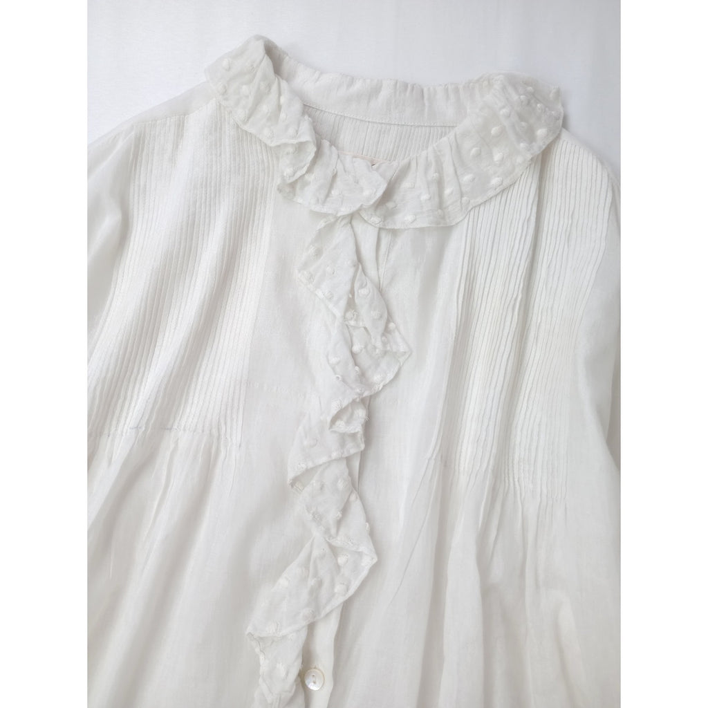 BUNON ブノン Frill Blouse フリルブラウス  長袖 トップス  白【中古】