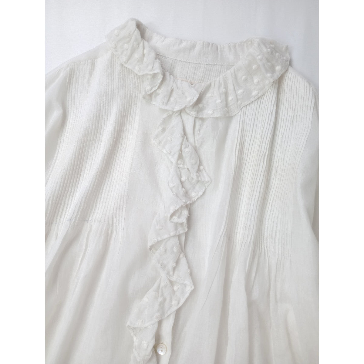 BUNON ブノン Frill Blouse フリルブラウス  長袖 トップス  白【中古】