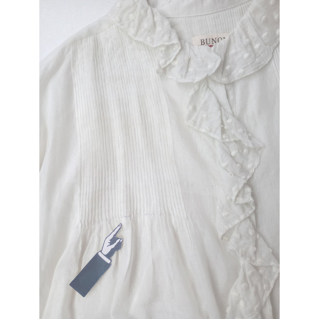 BUNON ブノン Frill Blouse フリルブラウス  長袖 トップス  白【中古】
