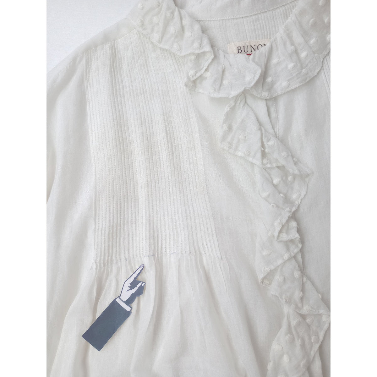 BUNON ブノン Frill Blouse フリルブラウス  長袖 トップス  白【中古】