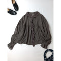 BUNON ブノン Frill Blouse フリルブラウス  長袖 トップス  ダーク ブラウン 【中古】
