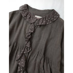 BUNON ブノン Frill Blouse フリルブラウス  長袖 トップス  ダーク ブラウン 【中古】