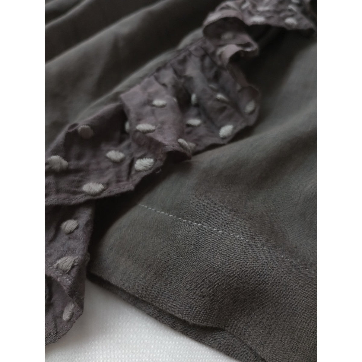 BUNON ブノン Frill Blouse フリルブラウス  長袖 トップス  ダーク ブラウン 【中古】