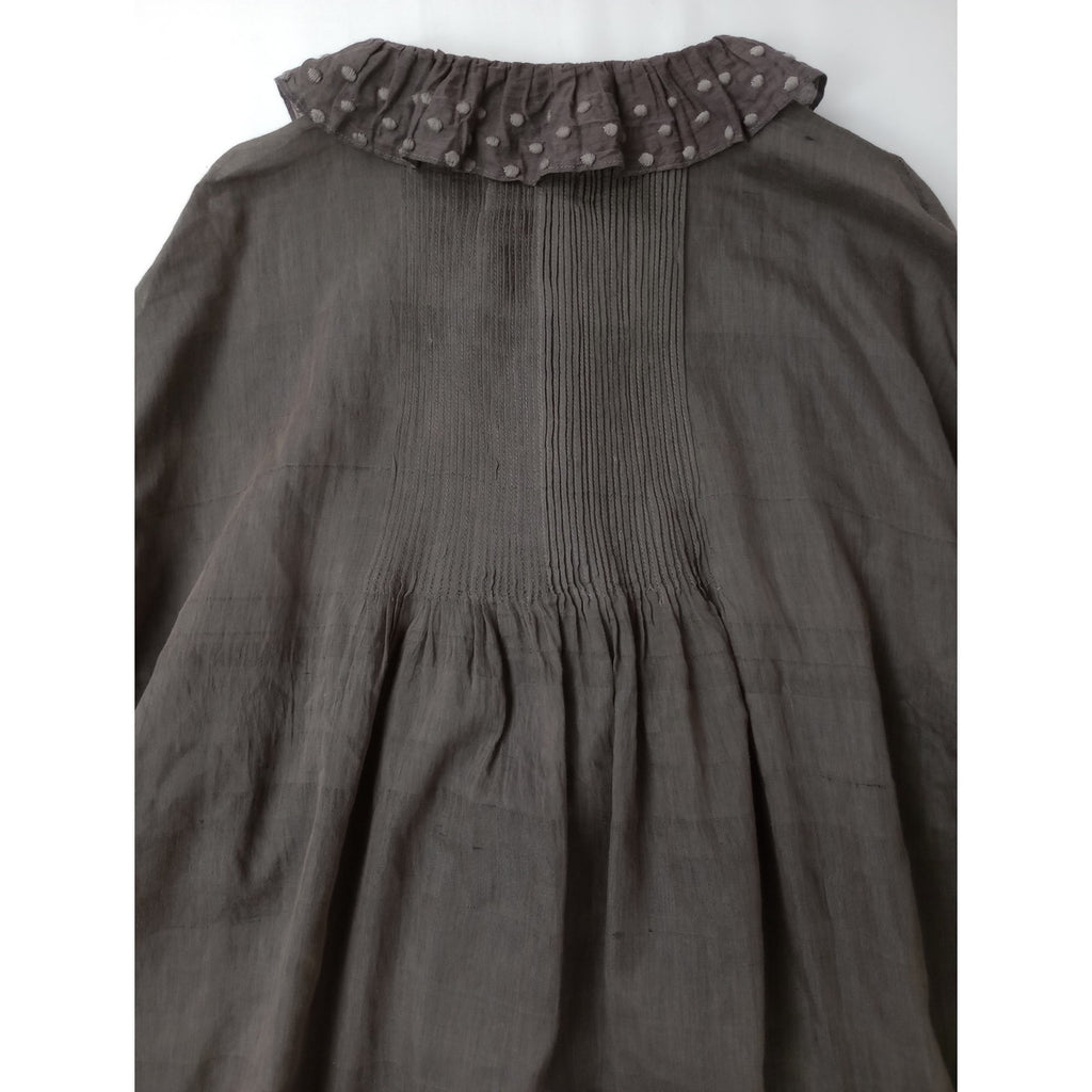 BUNON ブノン Frill Blouse フリルブラウス  長袖 トップス  ダーク ブラウン 【中古】