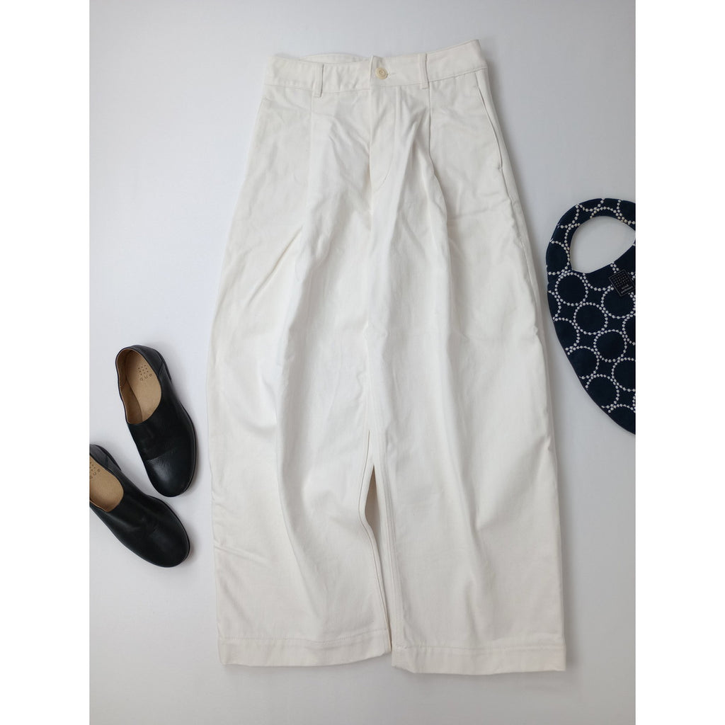 STUDIO NICHOLSON スタジオ ニコルソン DENIM BONNARD PANT バック ベルト デニムパンツ 白 ホワイト 0  【中古】