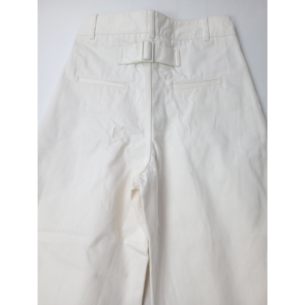 STUDIO NICHOLSON スタジオ ニコルソン DENIM BONNARD PANT バック ベルト デニムパンツ 白 ホワイト 0  【中古】