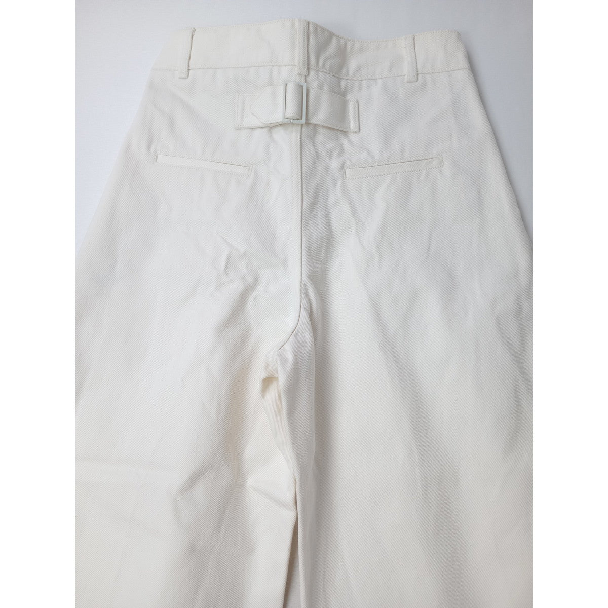 STUDIO NICHOLSON スタジオ ニコルソン DENIM BONNARD PANT バック ベルト デニムパンツ 白 ホワイト 0  【中古】