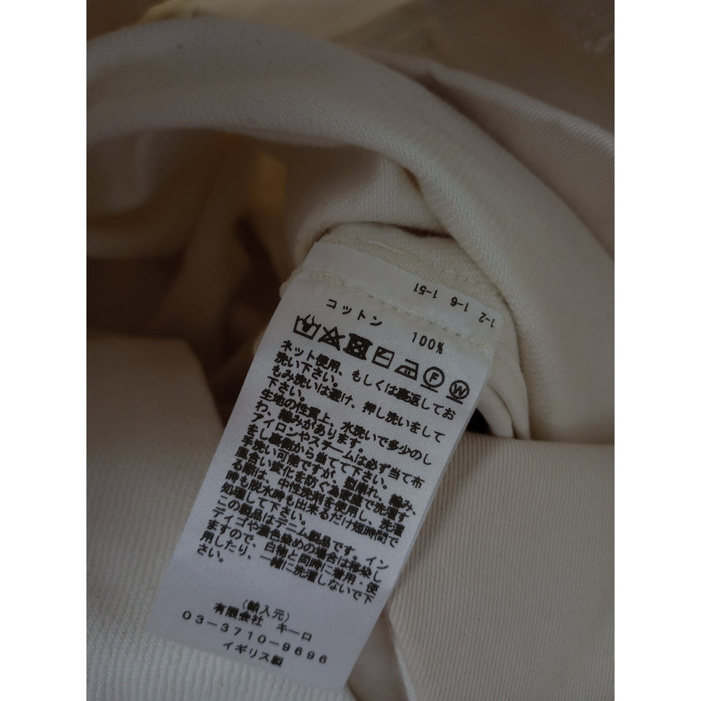STUDIO NICHOLSON スタジオ ニコルソン DENIM BONNARD PANT バック ベルト デニムパンツ 白 ホワイト 0  【中古】