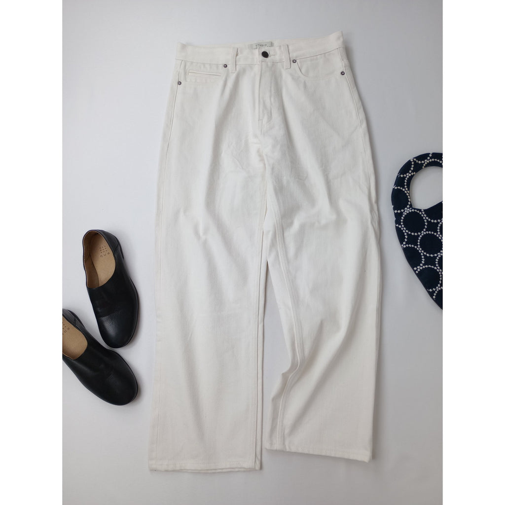 STUDIO NICHOLSON スタジオ ニコルソン BARI JEAN デニムパンツ 白 ホワイト 0 【中古】