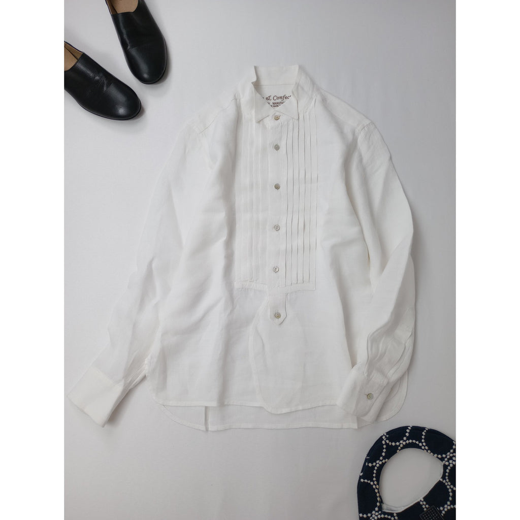ROBES&CONFECTIONS ローブスコンフェクションズ  リネン 麻 100％ シャツ ブラウス 白 ホワイト 【中古】