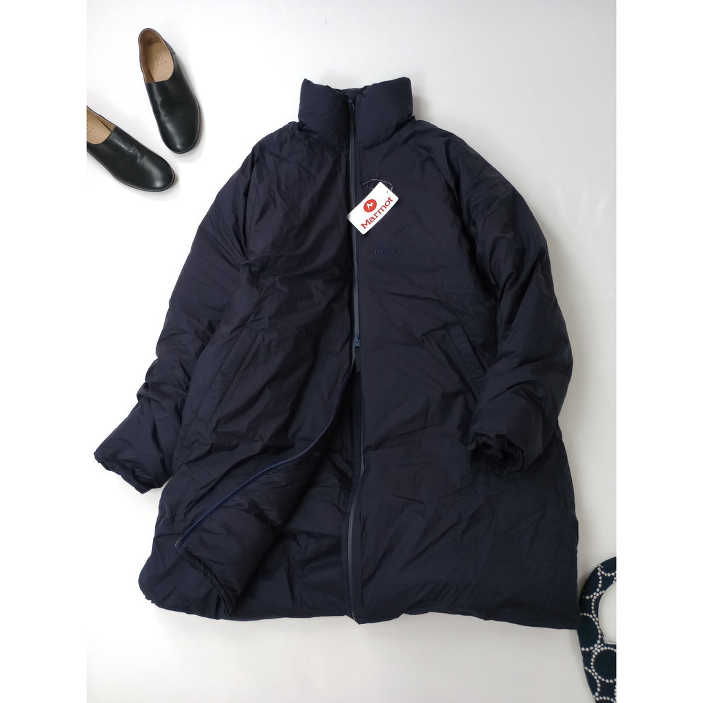 新品 MARMOT マーモット 750FP Vertical Long Down Jacket ダウンジャケット  ネイビー L  (2M＋2591)【中古】