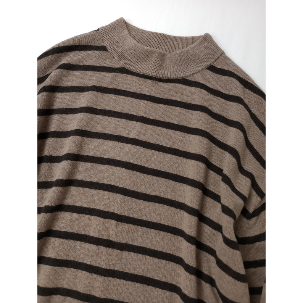 オローネ アトリエボーダーニット コットン カシミヤ  長袖 トップス  ベージュ  【中古】