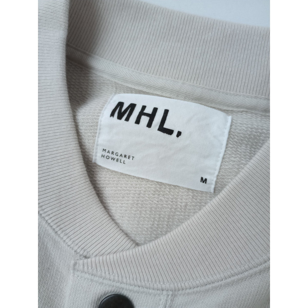 MHL エムエイチエル  マーガレットハウエル   LIGHTWEIGHT LOOPBACK ライトウェイト ループバック カーディガン  羽織 コットン 綿 100％ メンズ M  アイボリー 【中古】