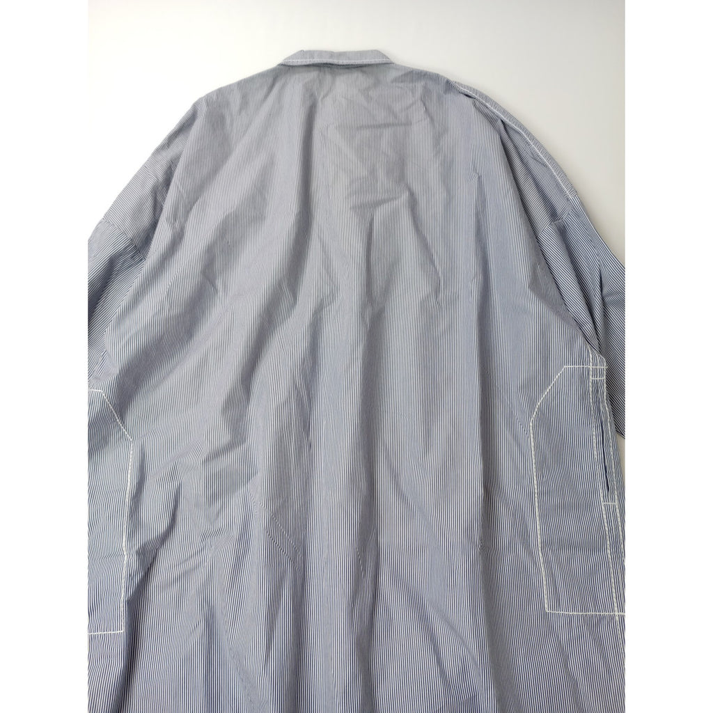 homspun  ホームスパン  ストライプ  Big シャツ OP  ビッグ シャツ ロング  ワンピース  ネイビー 【中古】