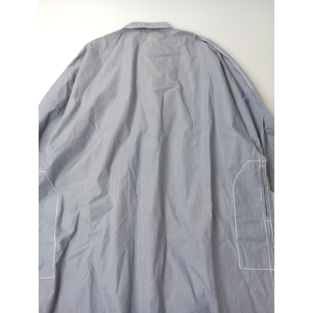 homspun  ホームスパン  ストライプ  Big シャツ OP  ビッグ シャツ ロング  ワンピース  ネイビー 【中古】