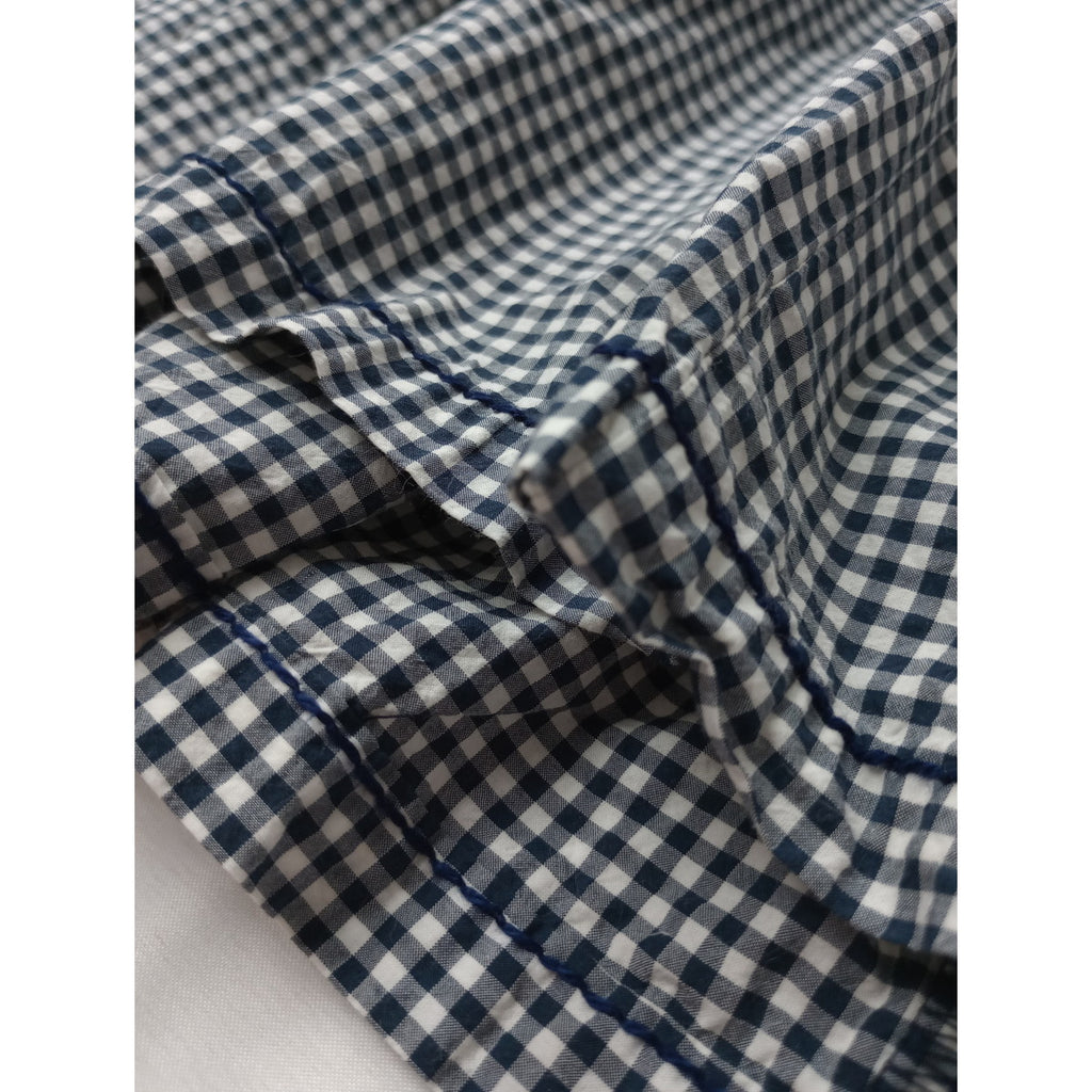 homspun ホームスパン コットン 綿 100％ ハイカウントギンガム&ストライプ　スカート  ネイビー M   【中古】