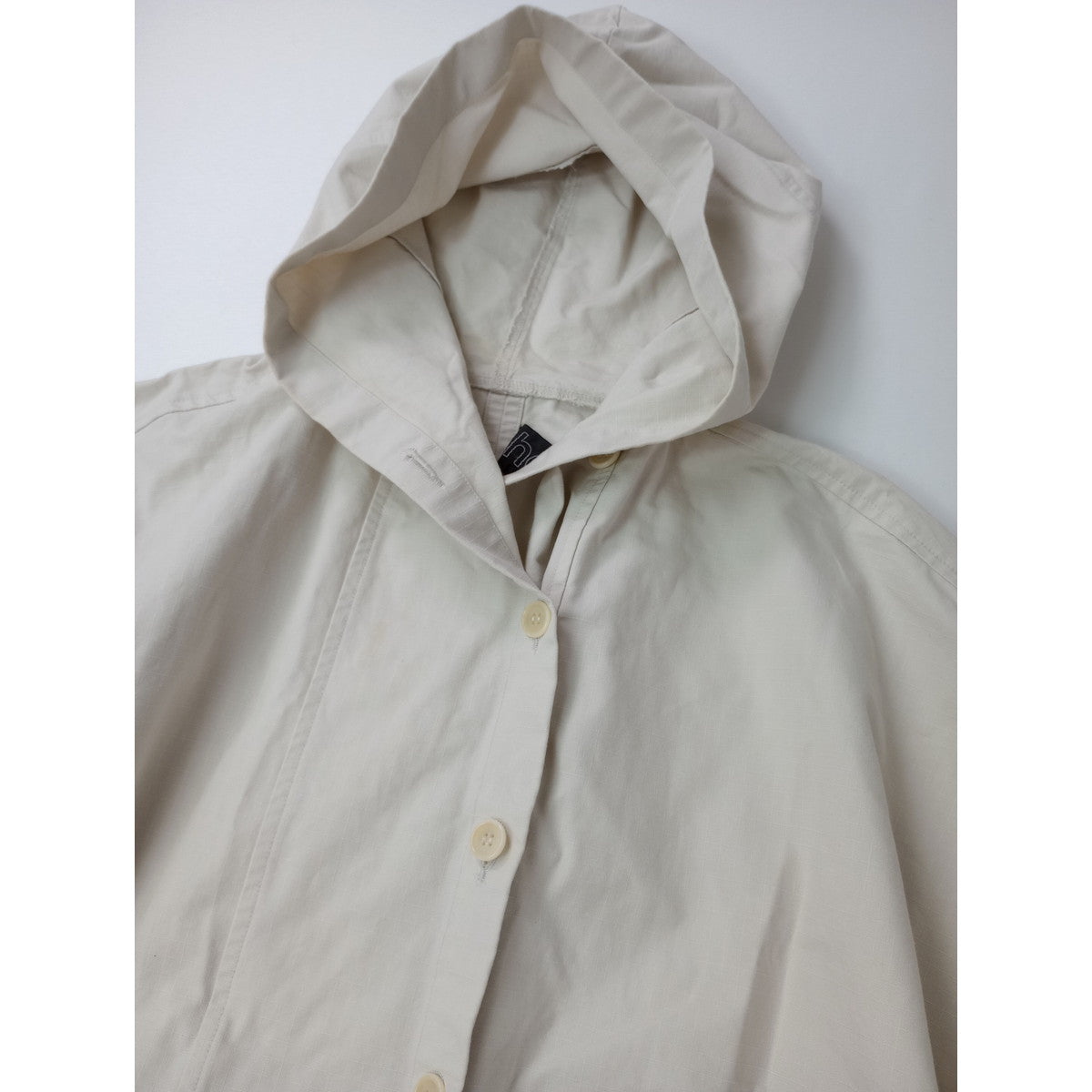 25SS  homspun  ホームスパン  リップストップ フード   ポンチョ  ジャケット  ライトベージュ  【中古】