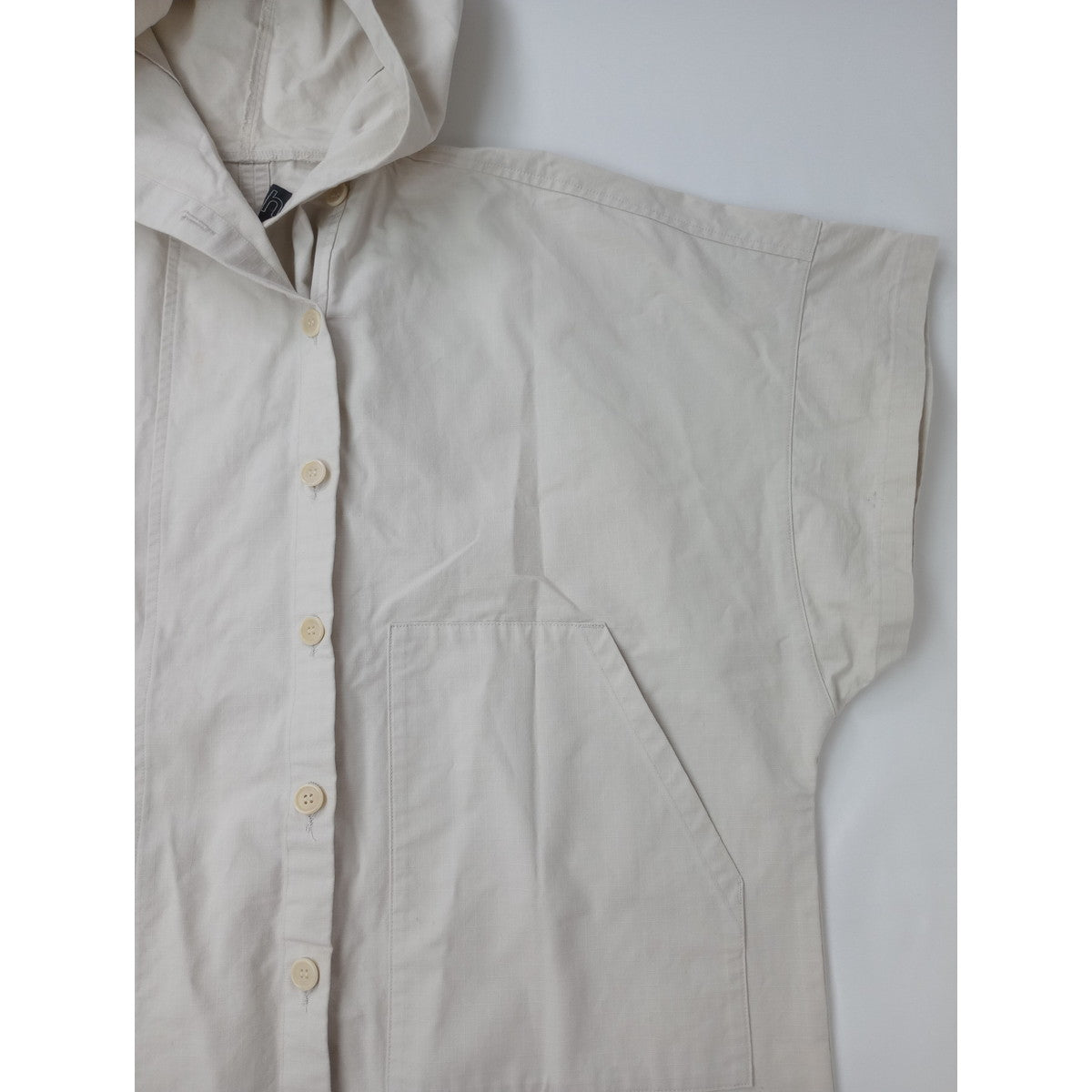 25SS  homspun  ホームスパン  リップストップ フード   ポンチョ  ジャケット  ライトベージュ  【中古】
