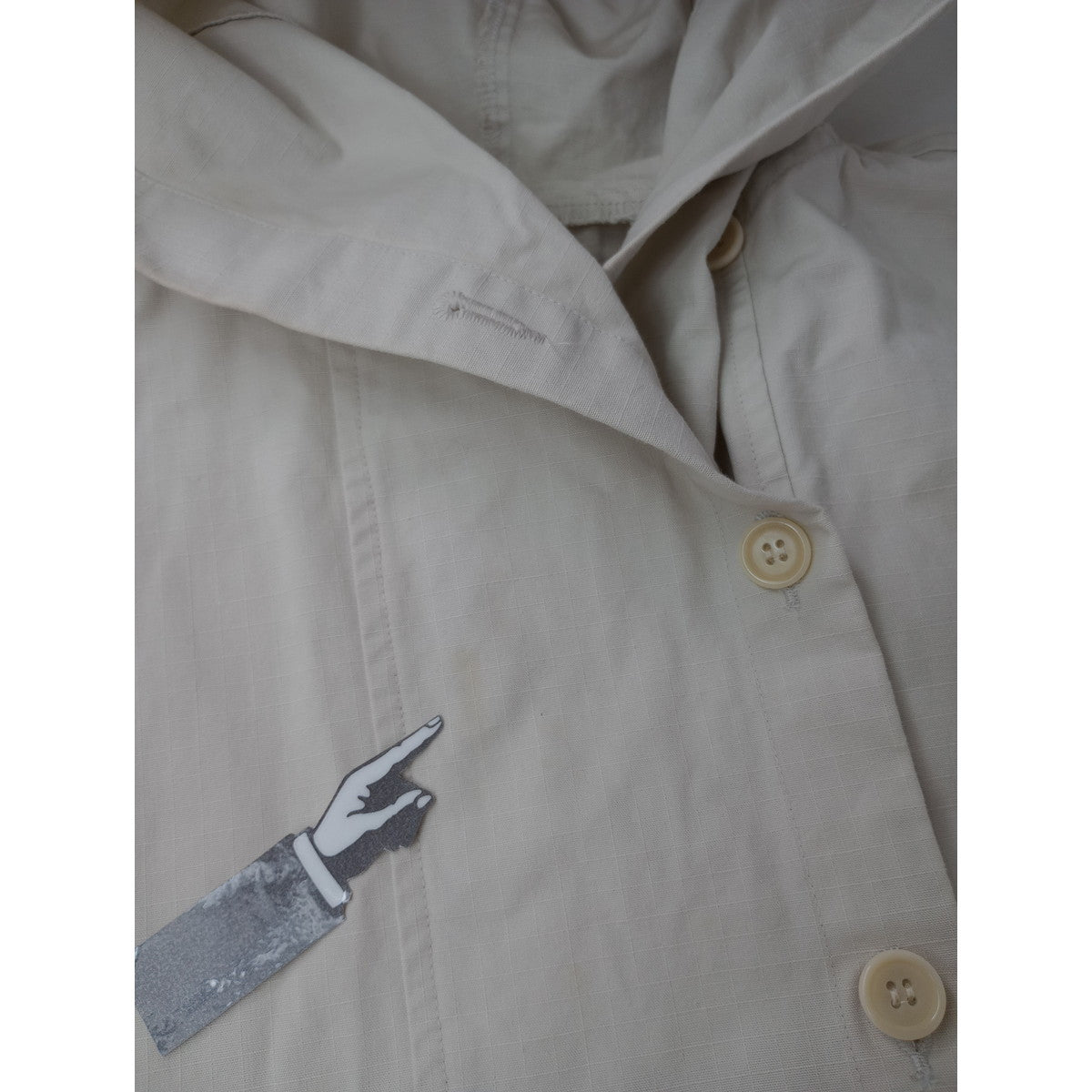 25SS  homspun  ホームスパン  リップストップ フード   ポンチョ  ジャケット  ライトベージュ  【中古】