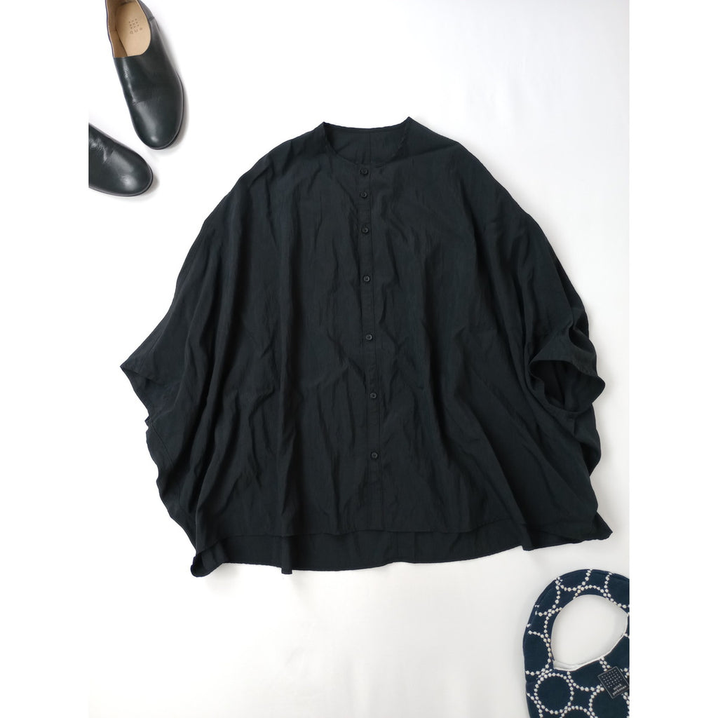 NO CONTROL AIR ノーコントロールエアー ヴィスコース＆ナイロン・ライトポプリン　ドルマンスリーブシャツ 黒 ブラック 【中古】