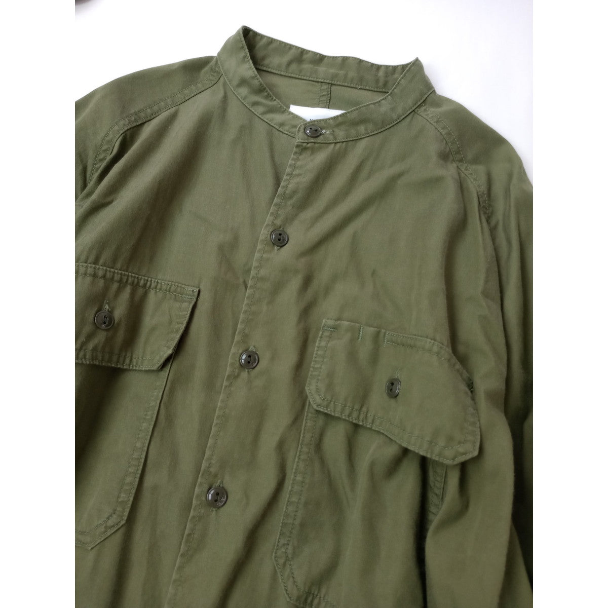 KHA:KI  カーキ  ヴィンテージ ライク ミリタリー ファティーグ 長袖 シャツ  カーキ  1【中古】