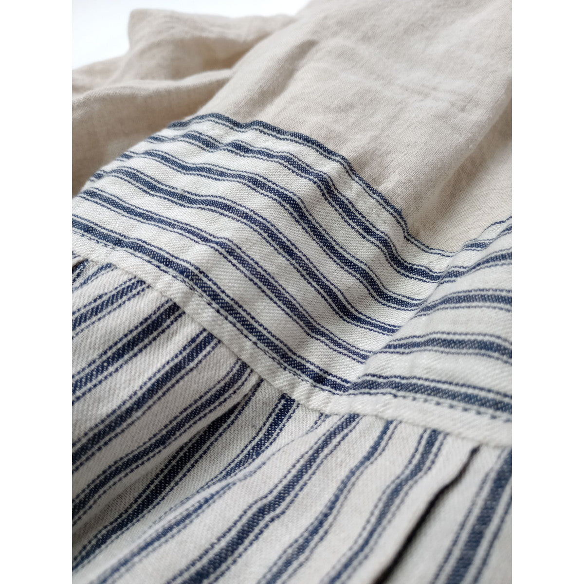 nest Robe ネストローブ ドッキング ロング シャツワンピース ストライプ リネン 麻 100％ 生成り 【中古】