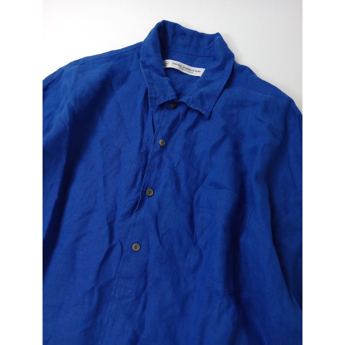 JOURNAL STANDARD LUXE ジャーナルスタンダード ラックス リネンワッシャー シャツワンピース ブルー 青 ロング 半袖  【中古】