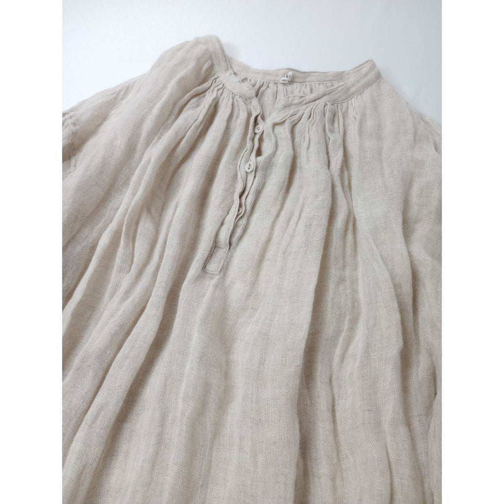 TOUJOURS  トゥジュー リネン 麻 100％ ガーゼ チュニック スモッグ 生成り 【中古】