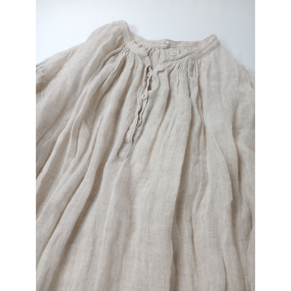 TOUJOURS  トゥジュー リネン 麻 100％ ガーゼ チュニック スモッグ 生成り 【中古】