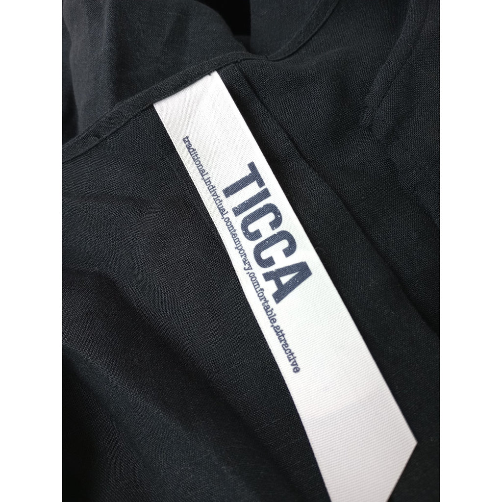 TICCA ティッカ リネン 麻 100％ ロング ワンピース 黒 ブラック 【中古】
