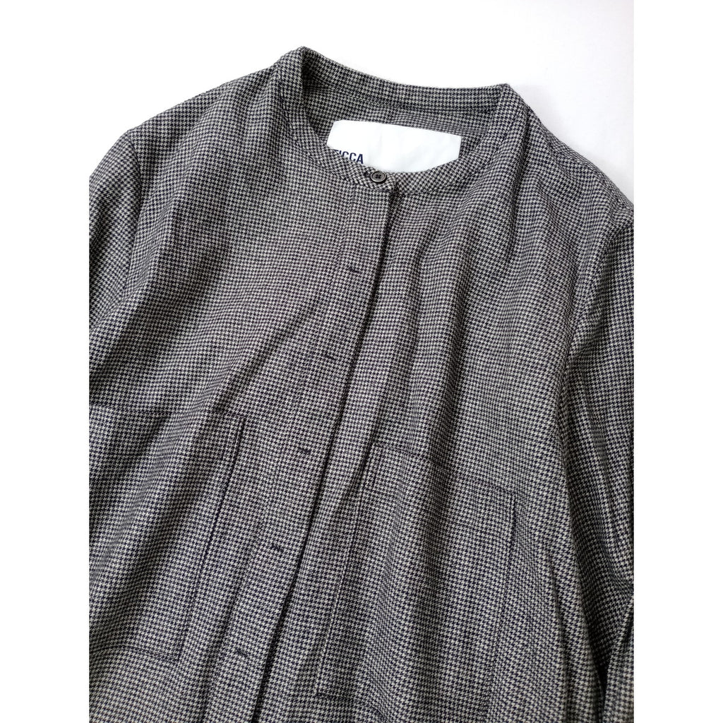 TICCA  ティッカ  ハウンドトゥース  ウール シャツ ロング ワンピース 白黒  (3M＋2064)【中古】
