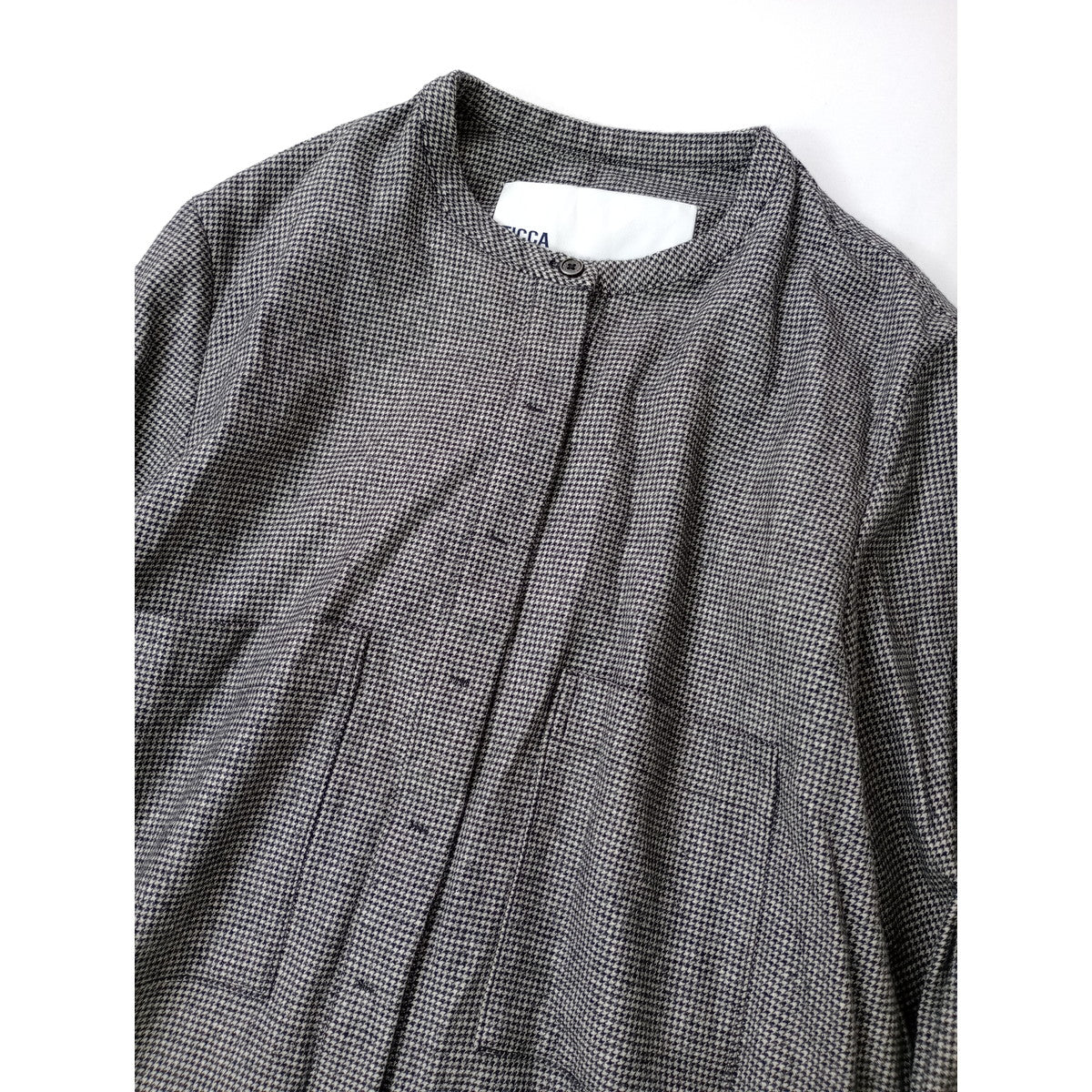 TICCA  ティッカ  ハウンドトゥース  ウール シャツ ロング ワンピース 白黒  (3M＋2064)【中古】