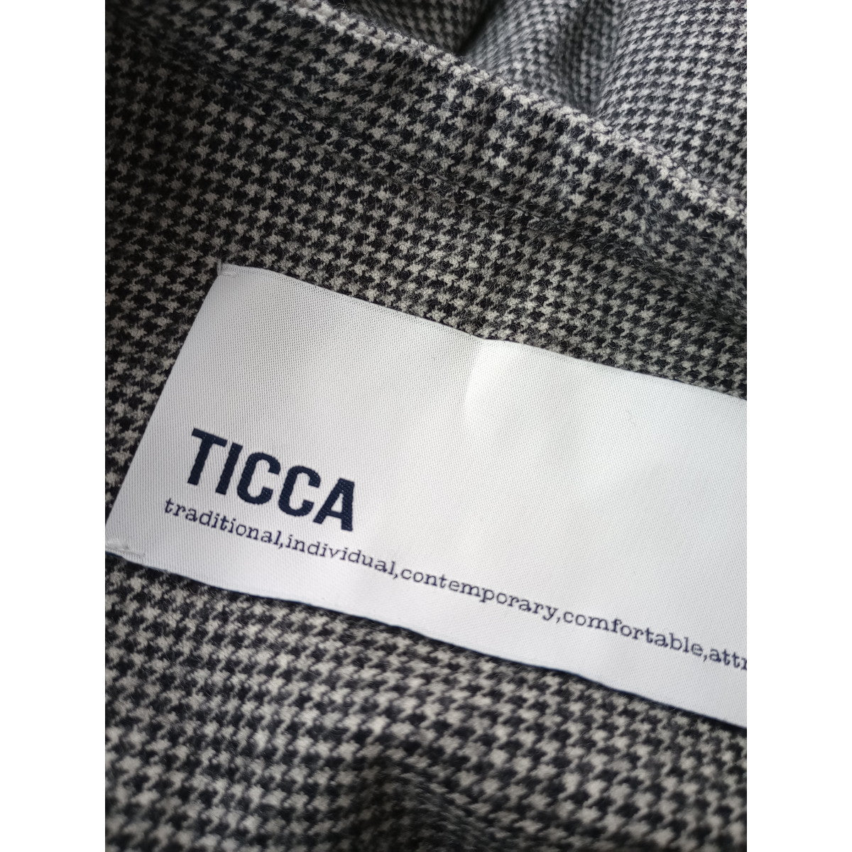 TICCA  ティッカ  ハウンドトゥース  ウール シャツ ロング ワンピース 白黒  (3M＋2064)【中古】