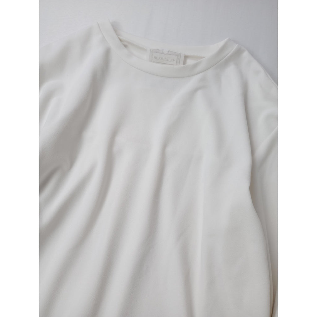 BEARDSLEY ビアズリー  Tブラウス ポリエステル ストレッチ 長袖 カットソー トップス  白 ホワイト  【中古】