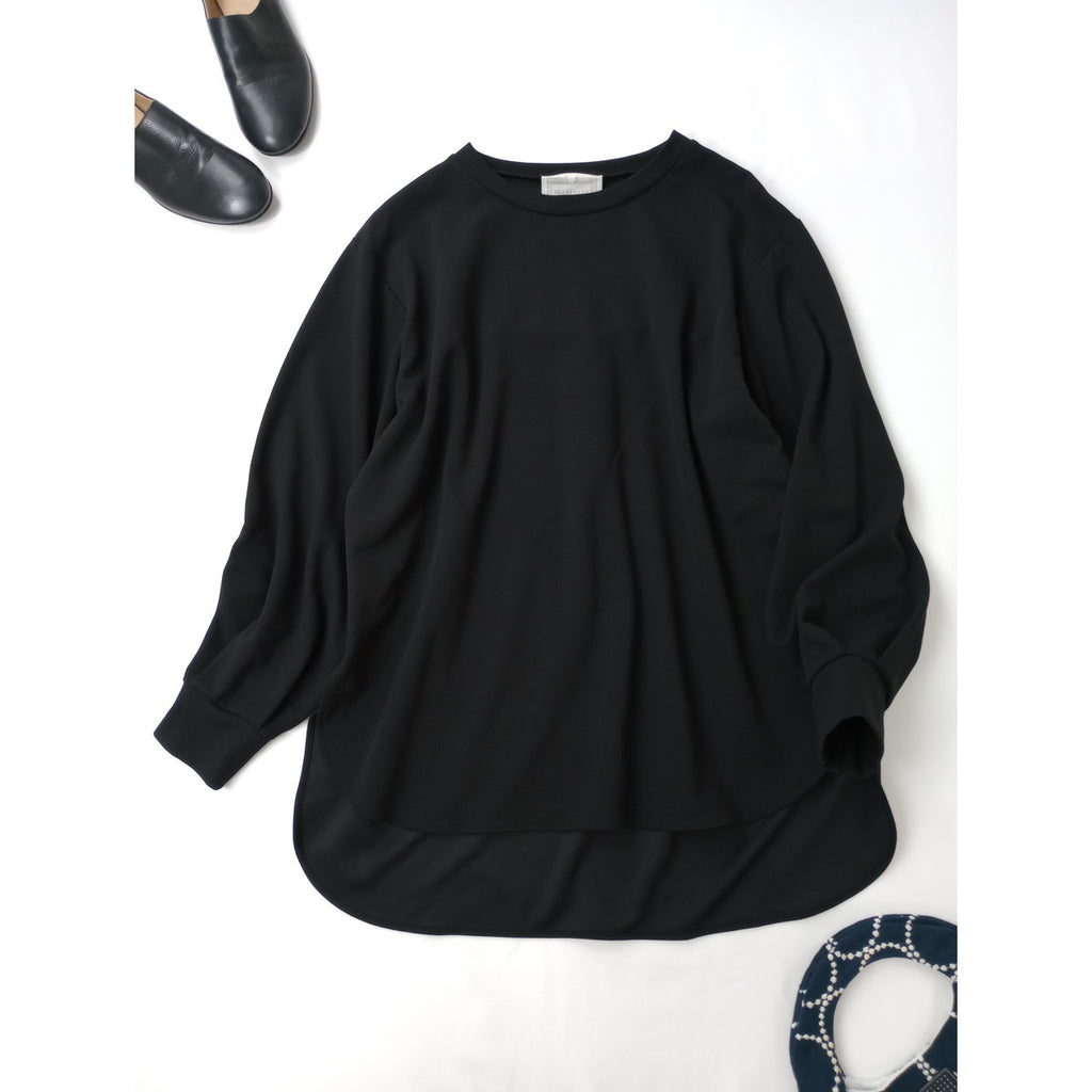 BEARDSLEY ビアズリー  Tブラウス ポリエステル ストレッチ 長袖 カットソー トップス  黒 ブラック  【中古】