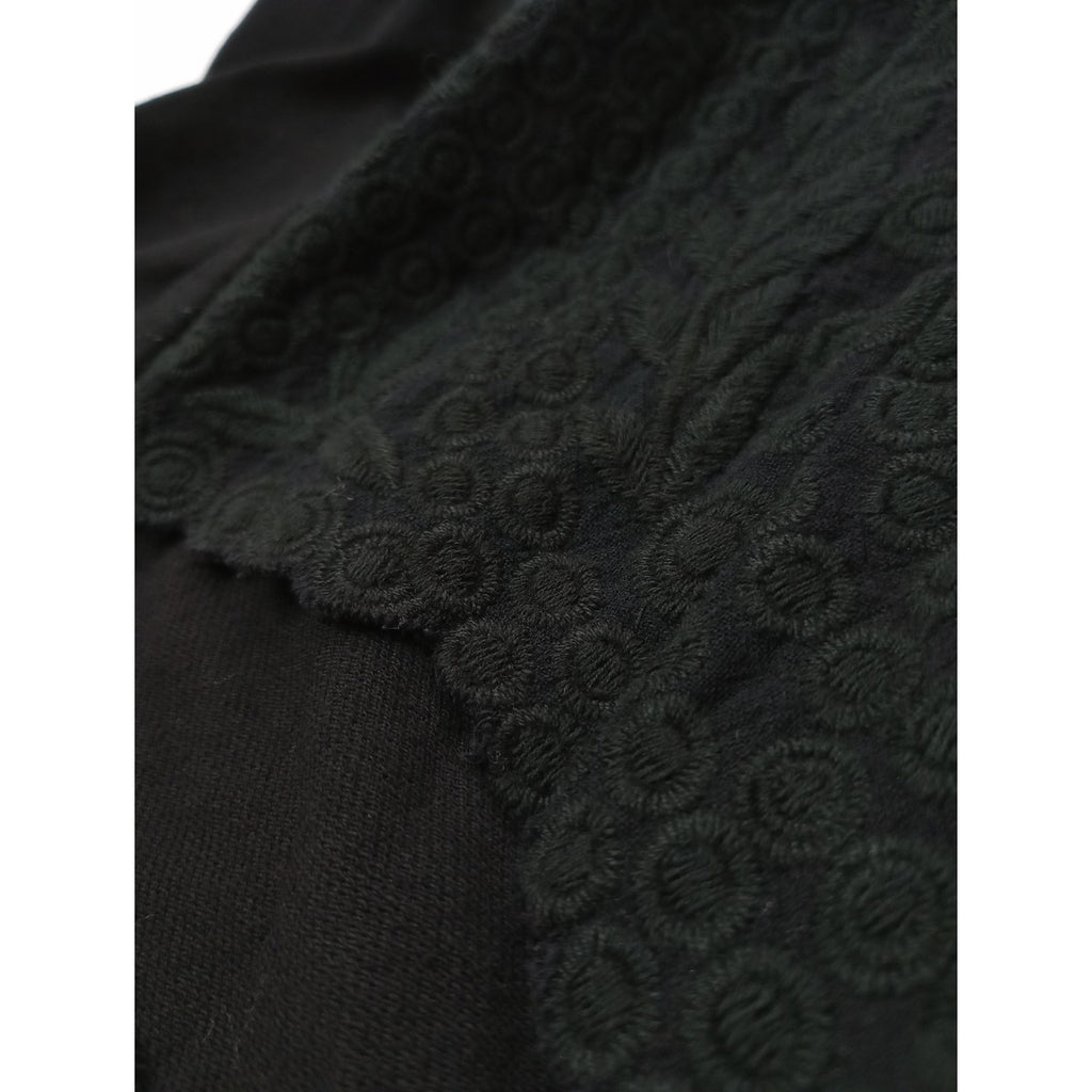 BEARDSLEY ビアズリー フロント 刺繍 カットソー  長袖 トップス 黒 ブラック 【中古】