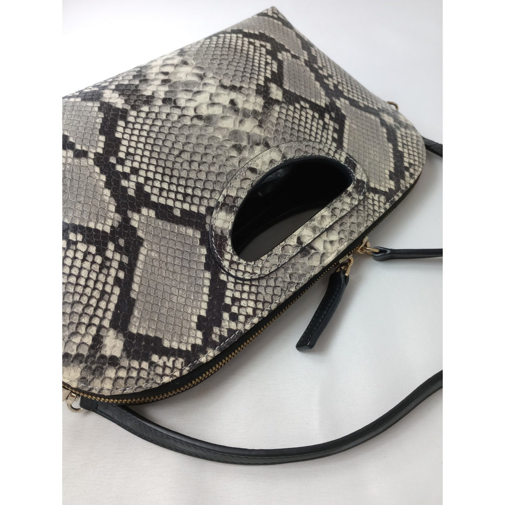 PELLICO ペリーコ  パイソン バイカラー レザー ハンド バッグ クラッチ ショルダー 白黒   【中古】