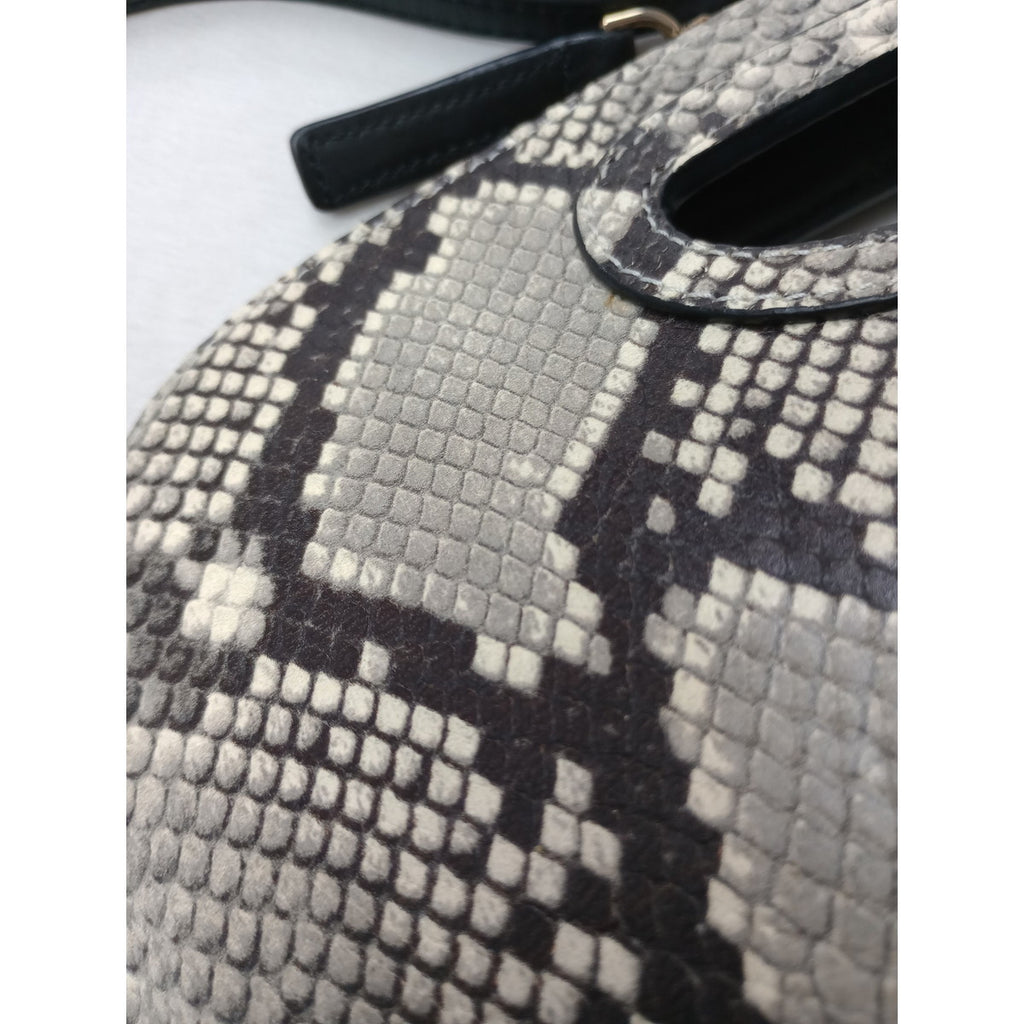 PELLICO ペリーコ  パイソン バイカラー レザー ハンド バッグ クラッチ ショルダー 白黒   【中古】