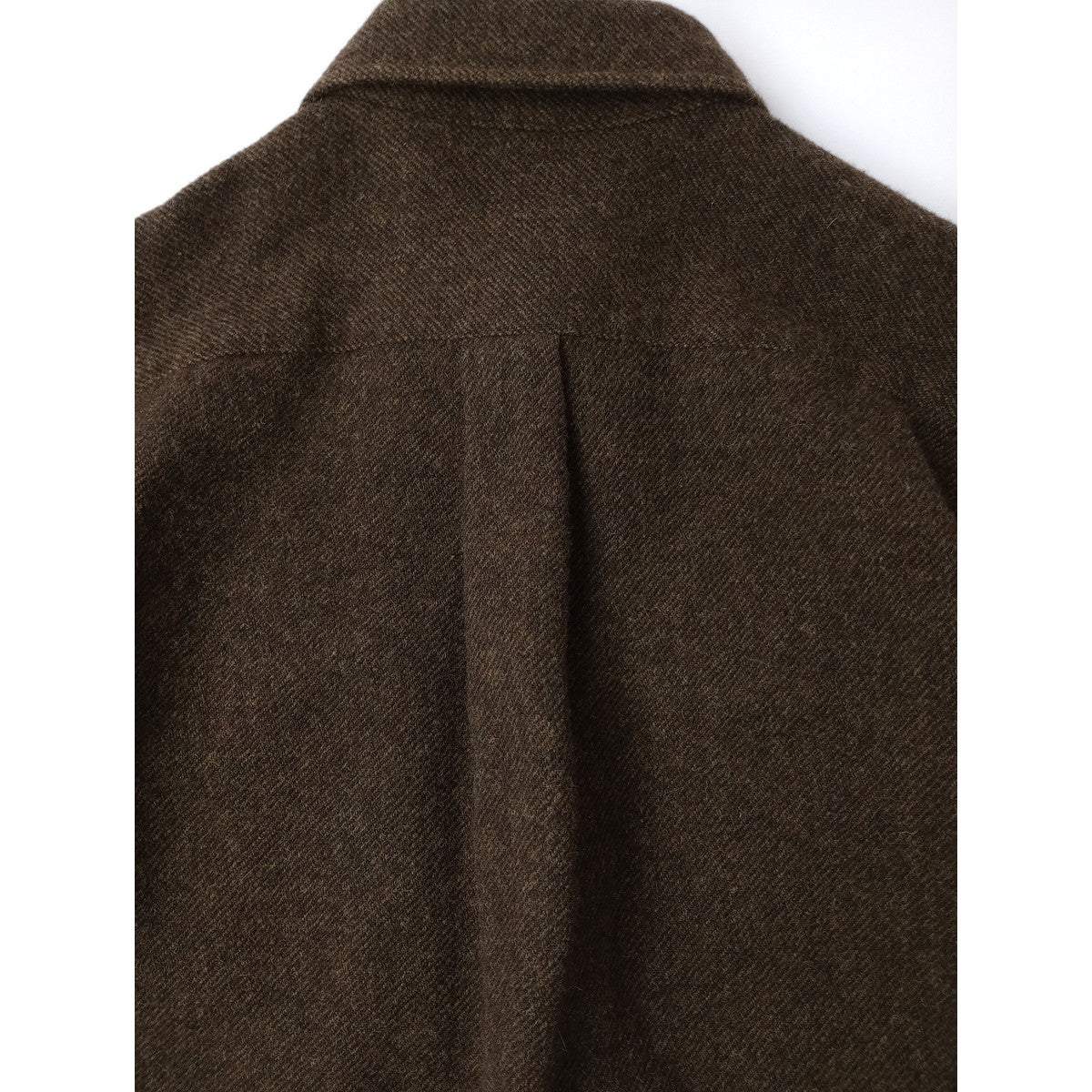 TOUJOURS トゥジュー ツイード くるみボタン シャツ ウール 毛 100％ ダークブラウン (3M＋2149) 【中古】