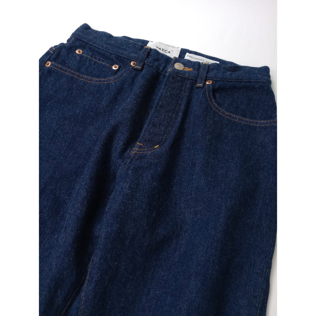 新品  YAECA  ヤエカ  ワイド  テーパード  デニム パンツ  9-13ＷW  ブルー  28 【中古】