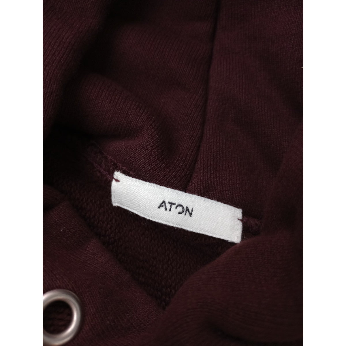 ATON エイトン Natural Dyed Hoodie ナチュラルダイ プルオーバー スウェット パーカー フーディー ワインレッド 02 (5M＋2004)【中古】