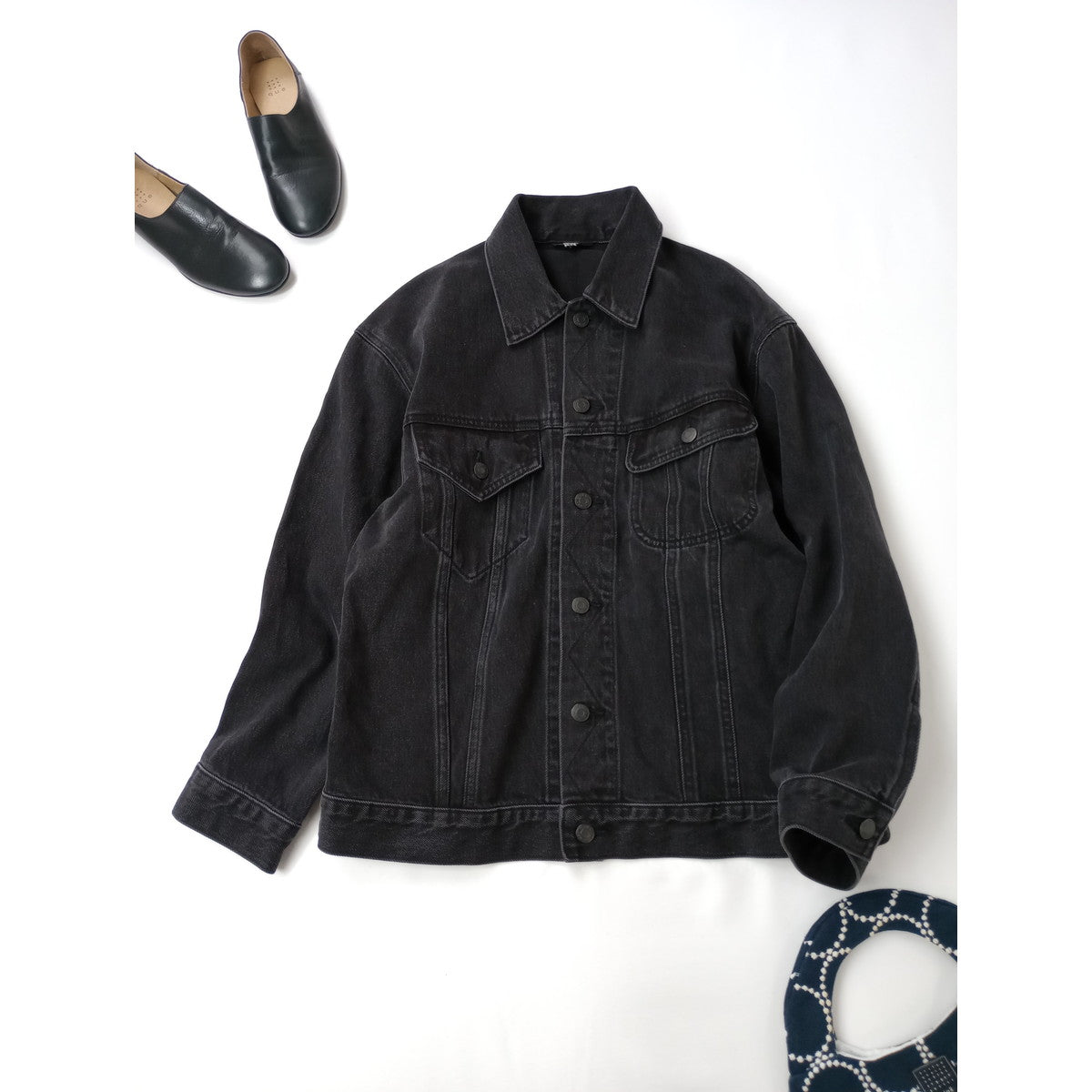 25AW WESTOVERALLS  ウエスト オーバーオールズ BIC DENIM JKT デニム ジャケット gジャン 黒 ブラック  メンズ【中古】
