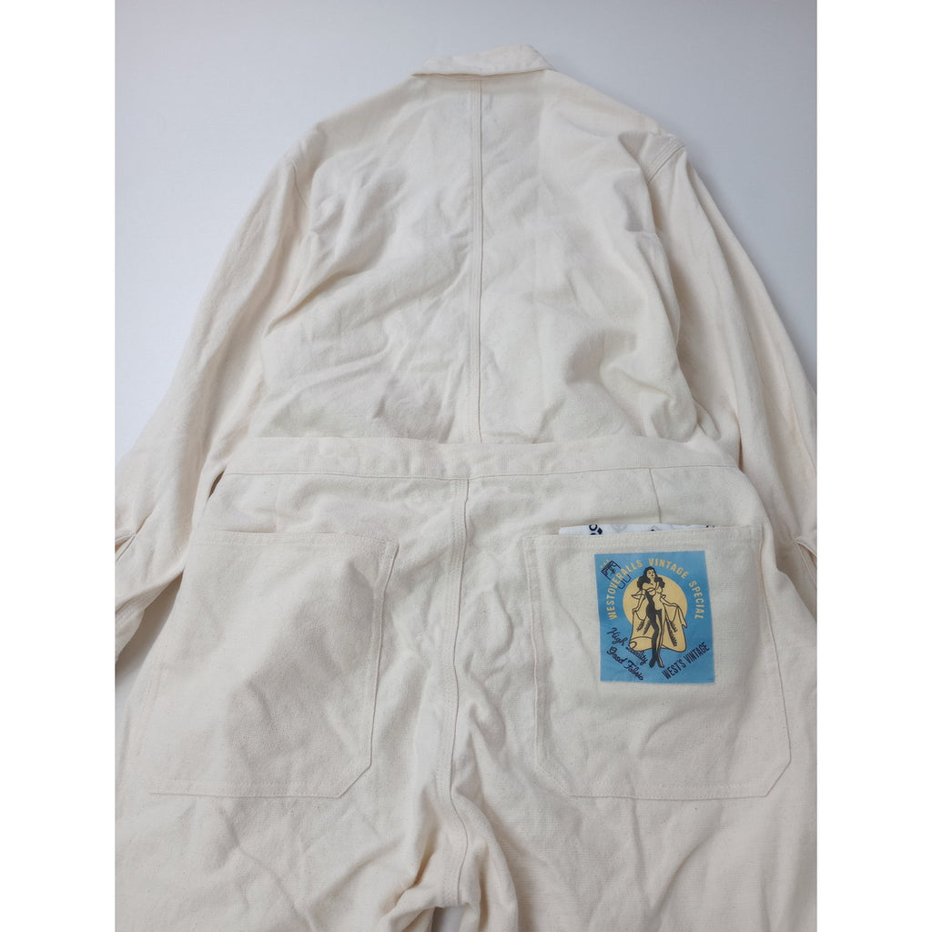 WESTOVERALLS ウエストオーバーオールズ SWELL×WOA FLAX ONE PIECE オールインワン つなぎ ユニセックス 白 【中古】