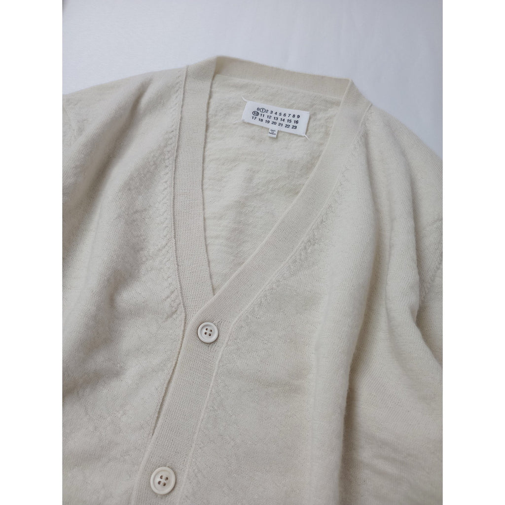 美品 Maison Margiela メゾンマルジェラ ELBOW PATCH WOOL CARDIGAN エルボーパッチ ニットカーディガン アイボリー M