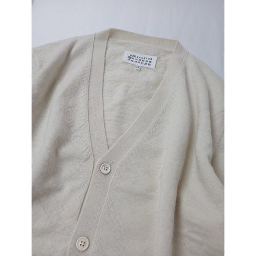美品 Maison Margiela メゾンマルジェラ ELBOW PATCH WOOL CARDIGAN エルボーパッチ ニットカーディガン アイボリー M