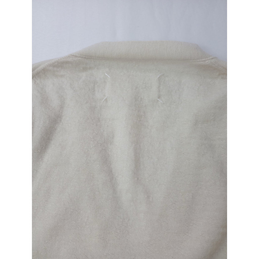 美品 Maison Margiela メゾンマルジェラ ELBOW PATCH WOOL CARDIGAN エルボーパッチ ニットカーディガン アイボリー M