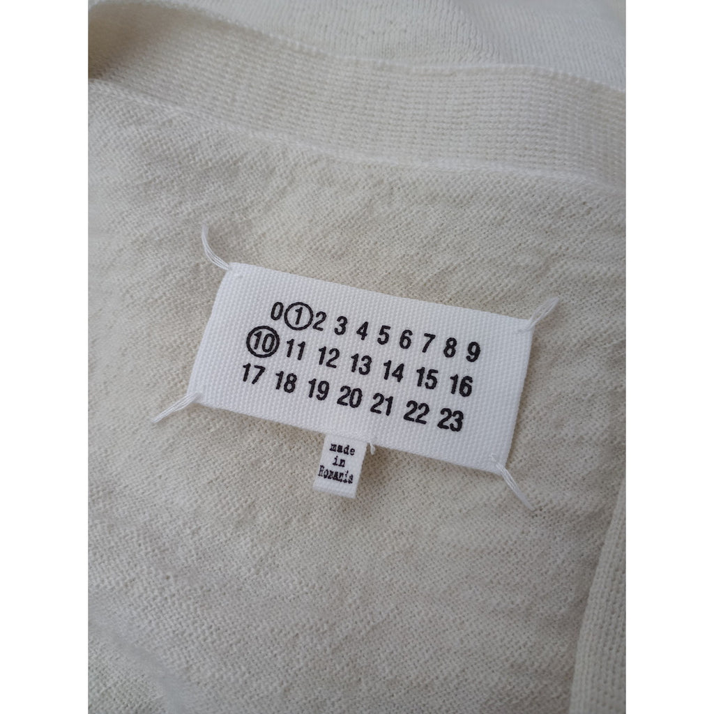美品 Maison Margiela メゾンマルジェラ ELBOW PATCH WOOL CARDIGAN エルボーパッチ ニットカーディガン アイボリー M