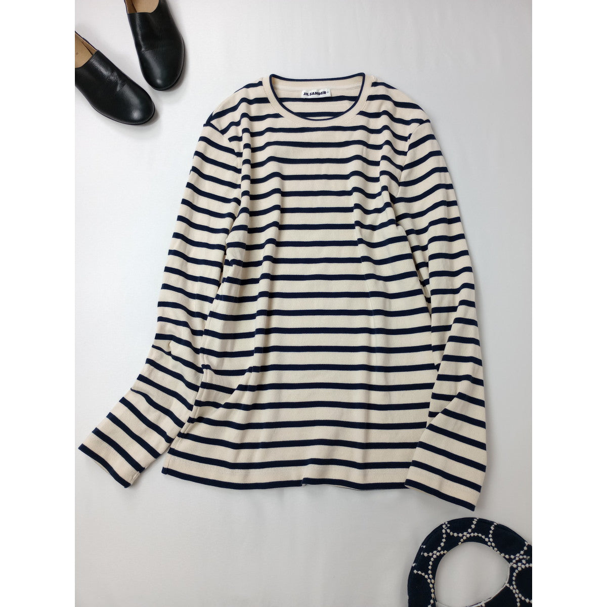 JIL SANDER+  ジルサンダープラス  ボーダー Tシャツ ロンT  長袖 カットソー トップス ネイビー  S