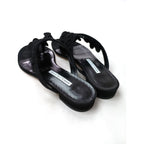 新品 MANOLO BLAHNIK マノロブラニク Black Suede Strappy Sandals 黒 ブラック  スエード サンダル  靴  371/2 (14M＋3153)