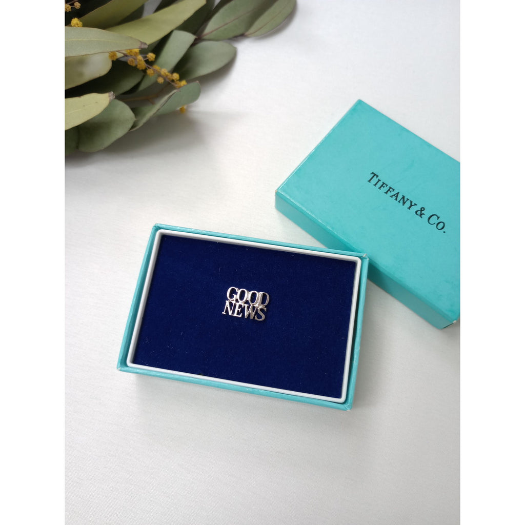 VINTAGE TIFFANY & CO. ビンテージ ティファニー GOOD NEWS ピン バッジ  シルバー 【中古】